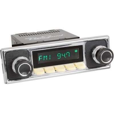 San Diego Classic DAB Car Radio Ivory Pebble Black Classic Spindle Style Radio with Bluetooth USB and Aux