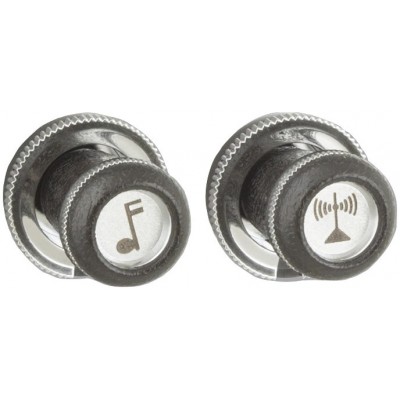 Silver Inlay Musical Note Front and Chrome Knurled Rear Knob Set #27 + #87
