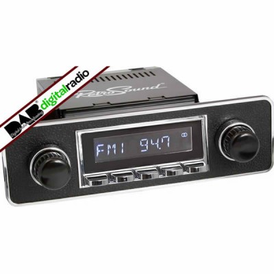 San Diego Classic DAB Car Radio Chrome Euro Black & Chrome Classic Spindle Style Radio with Bluetooth USB and Aux