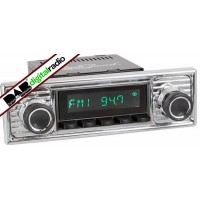 San Diego Classic DAB Car Radio Black Scalloped Classic Spindle Style Radio with Bluetooth USB and Aux