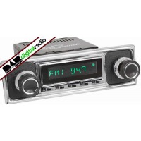 San Diego Classic DAB Car Radio Chrome Pebble Black Classic Spindle Style Radio with Bluetooth USB and Aux